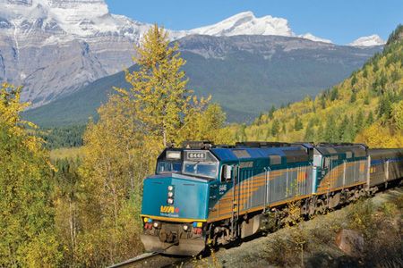 Train crossing the Canadian Rockies